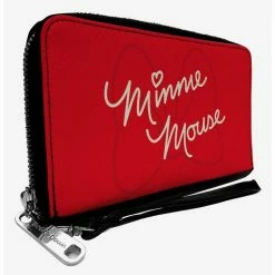 New 🔥 Disney Minnie Mouse Script And Bow Zip Around Wallet 😀