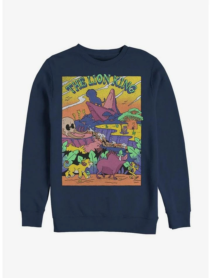 Cheap ๐ฅฐ Disney The Lion King Lion Poster Crew Sweatshirt โ