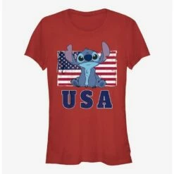 Coupon 😀 Disney Lilo & Stitch 'Merica Stitch 👧 Girls T-Shirt 😉