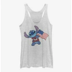 Discount ⭐ Disney Lilo & Stitch Tropical Stitch Flag 👧 Girls Tank Htr 🎁