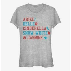 Promo 👏 Disney Princess America Stacked Names 👧 Girls T-Shirt ✨