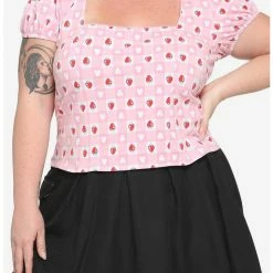 Discount ⭐ Her Universe Disney Minnie Mouse Strawberry Gingham 👧 Girls Top Plus Size ⌛