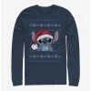 Best deal 😍 Disney Lilo & Stitch Holiday Stitch Wearing Santa Hat Long-Sleeve T-Shirt 🔔