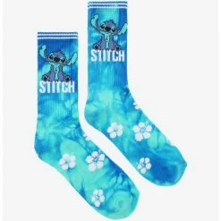Cheapest 😍 Disney Lilo & Stitch Hibiscus Tie-Dye Crew 🧦 Socks 🎉