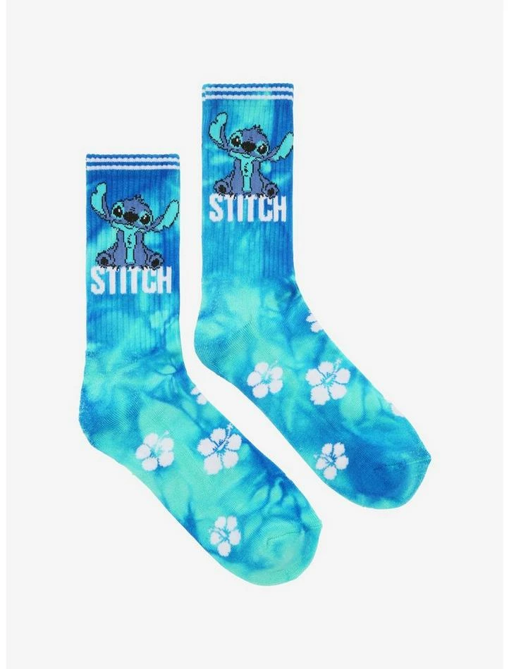 Cheapest 😍 Disney Lilo & Stitch Hibiscus Tie-Dye Crew 🧦 Socks 🎉