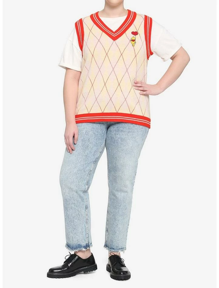Outlet 😉 Her Universe Disney Winnie The Pooh Argyle 👧 Girls Sweater Vest Plus Size 🎁 - Image 2