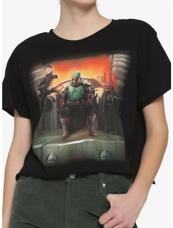 Cheapest 🛒 Star Wars The Book Of Boba Fett Throne 👧 Girls Crop T-Shirt 🤩