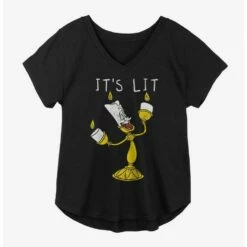 Budget 🤩 Disney Beauty And The Beast Lumiere It's Lit 👧 Girls Plus Size T-Shirt 😉