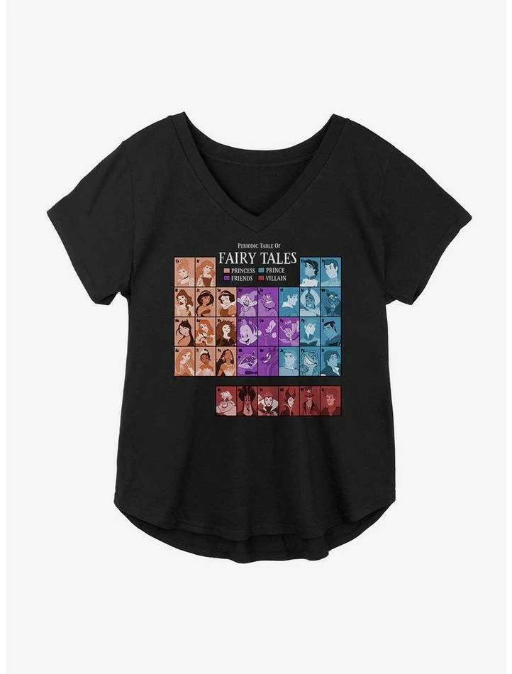 Top 10 😍 Disney Characters Perodic Table Of Fairy Tales 👧 Girls Plus Size T-Shirt 🔔