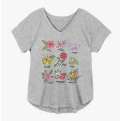 New ✔️ Disney Princesses Flower Icons 👧 Girls Plus Size T-Shirt ✔️