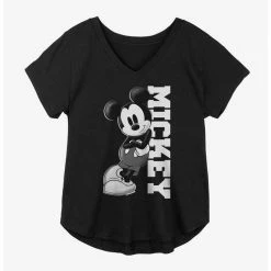 Cheap ✔️ Disney Mickey Mouse Leaning 👧 Girls Plus Size T-Shirt ✔️
