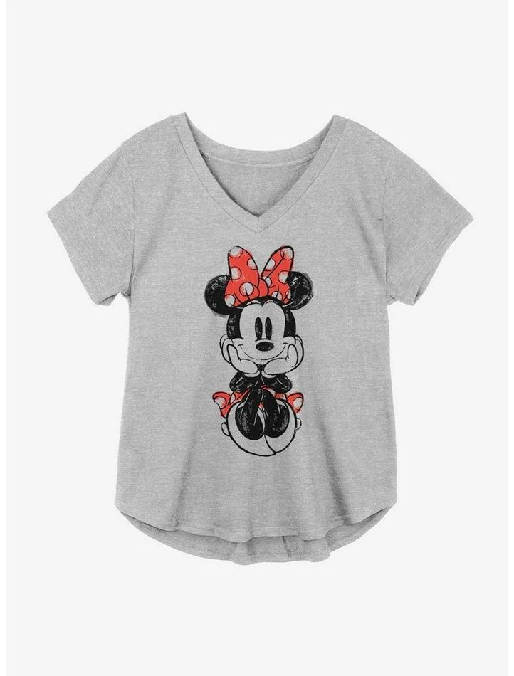 Deals โค๏ธ Disney Minnie Mouse Sketched Sitting ๐ง Girls Plus Size T-Shirt ๐