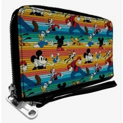 Deals 💯 Disney Mickey Mouse And Friends Fab Four Stripe Zip Around Wallet ✔️