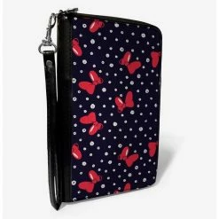 Brand new 😉 Disney Minnie Mouse Bow Polka Dot Toss Print Zip Around Wallet 💯