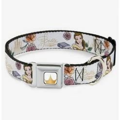 Best Pirce 👏 Disney Beauty And The Beast Belle Flowers Seatbelt 🐶 Dog Collar 👍