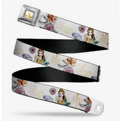 Best Pirce 🥰 Disney Beauty And The Beast Belle Flowers Seatbelt Belt ⭐