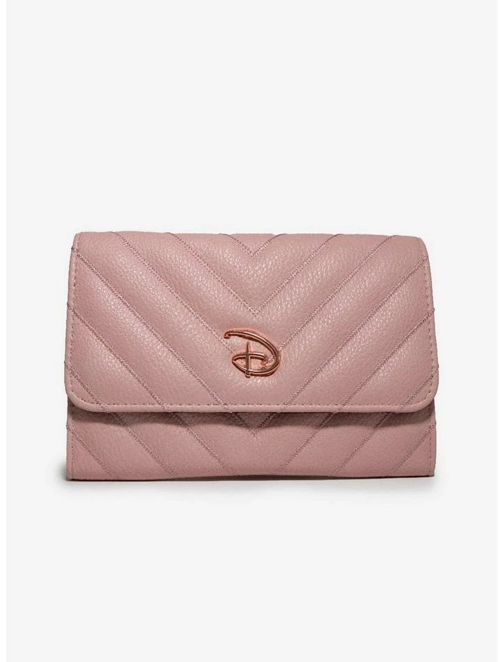 Hot Sale 😉 Disney Signature D Rose Gold Vegan Leather Foldover Wallet 🛒