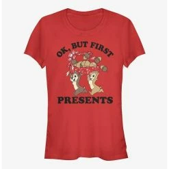 Cheapest ⭐ Disney Chip And Dale Ok But First Presents 👧 Girls T-Shirt 😀