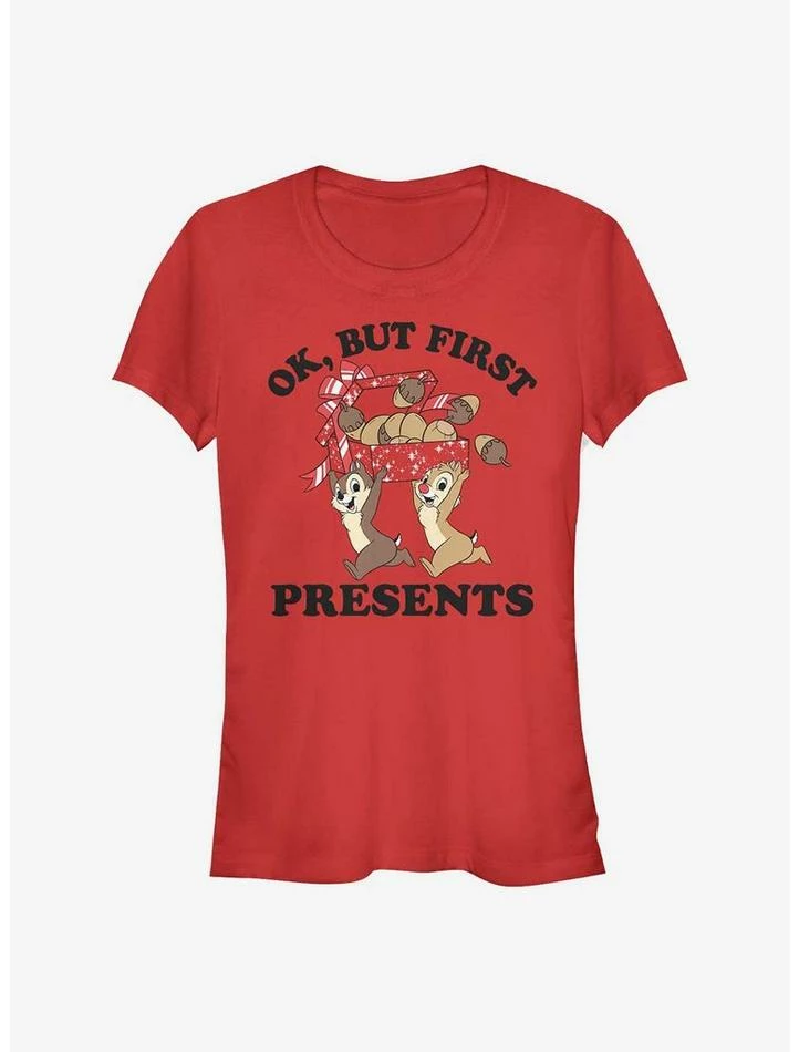 Cheapest ⭐ Disney Chip And Dale Ok But First Presents 👧 Girls T-Shirt 😀