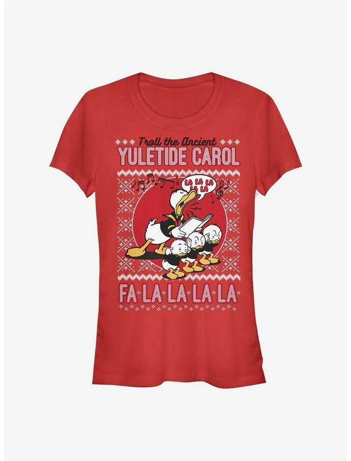 Promo ✔️ Disney Duck Tale Yuletide Donald Fa La La 👧 Girls T-Shirt ⭐