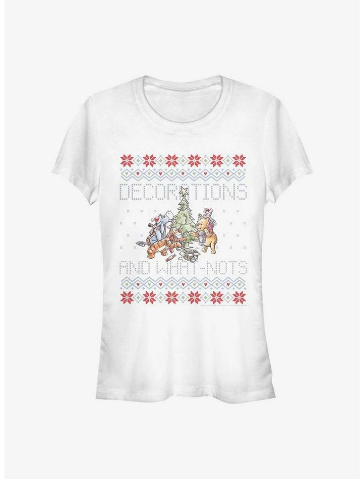 Best Pirce 🛒 Disney Winnie The Pooh Fair Isle Decorations And What Nots 🔔 Christmas 👧 Girls T-Shirt ✔️