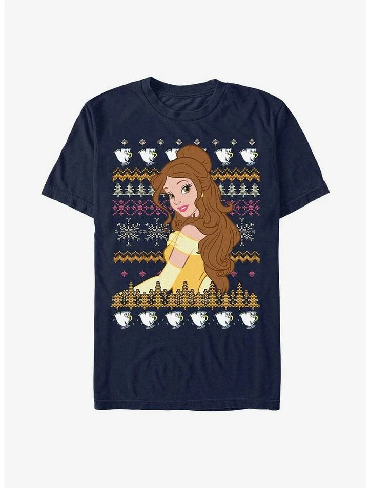 Best Pirce ⌛ Disney Princess Belle Teacups Ugly Holiday T-Shirt 👏
