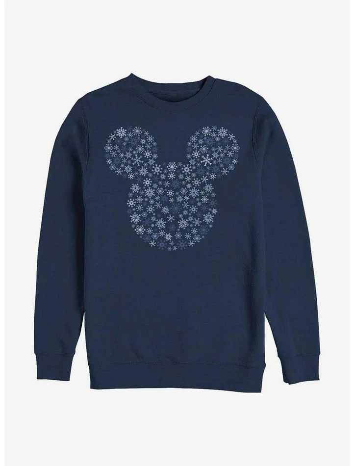 Deals โ๏ธ Disney Mickey Mouse Mickey Ear Snowflakes Crew Sweatshirt ๐ฏ