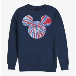 Flash Sale ✔️ Disney Mickey Mouse Tie Dye Red White Blue Crew Sweatshirt 🎁