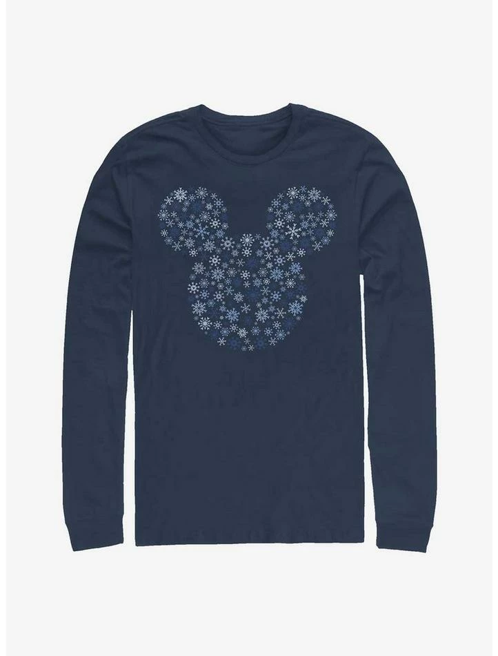Discount 👍 Disney Mickey Mouse Mickey Ear Snowflakes Long-Sleeve T-Shirt 🛒