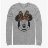 Best Pirce 😉 Disney Minnie Mouse Modern Minnie Face Leopard Long-Sleeve T-Shirt 🔥