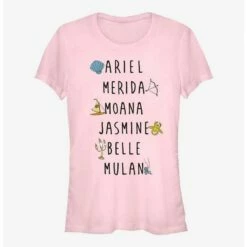 Coupon 🛒 Disney Princess Name Stack 👧 Girls T-Shirt ✔️