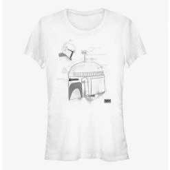 Flash Sale ✔️ Star Wars The Book Of Boba Fett Boba Helmet Greyscale 👧 Girls T-Shirt 🧨
