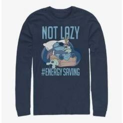 Flash Sale 🎉 Disney Lilo & Stitch Not Lazy Energy Saving Long-Sleeve T-Shirt 💯