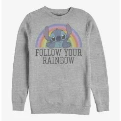 Top 10 🥰 Disney Lilo & Stitch Follow Your Rainbow Crew Sweatshirt 🥰