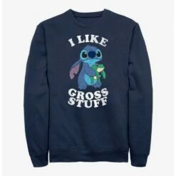 Hot Sale 😍 Disney Lilo & Stitch I Like Gross Stuff Stitch Crew Sweatshirt 😀