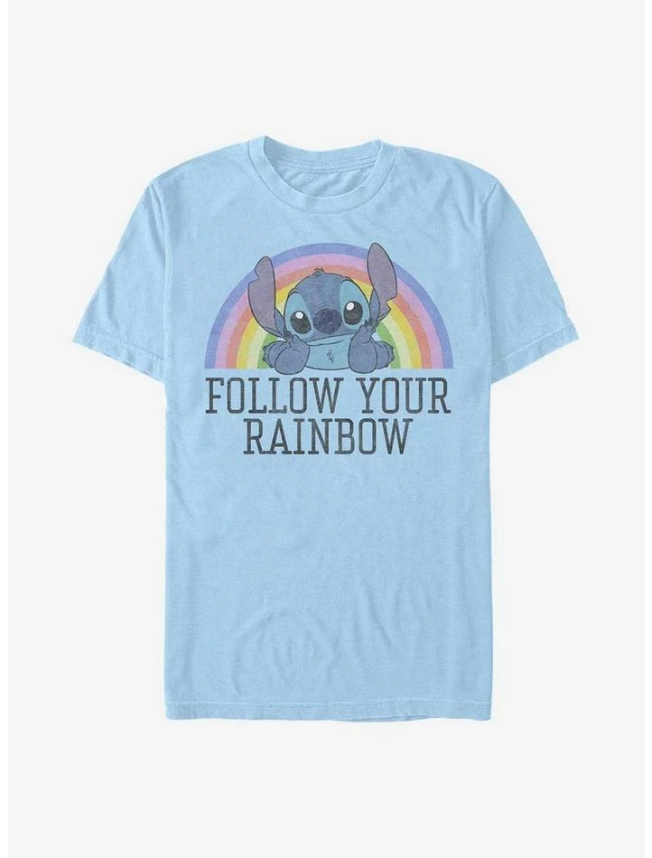 Best Sale 😉 Disney Lilo & Stitch Follow Your Rainbow T-Shirt 😀 - Image 2