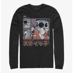 Promo 🛒 Disney Lilo & Stitch Japanese Text Long-Sleeve T-Shirt ✔️