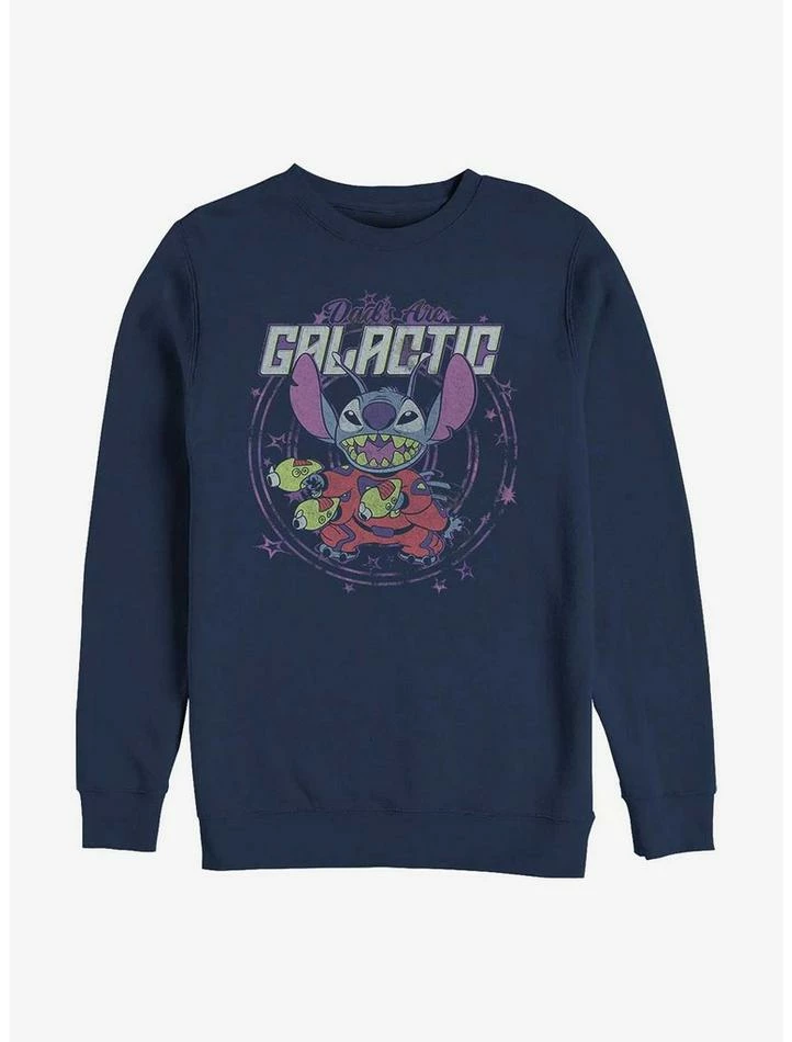Flash Sale 👍 Disney Lilo & Stitch Dad's Are Galactic Crew Sweatshirt 🌟