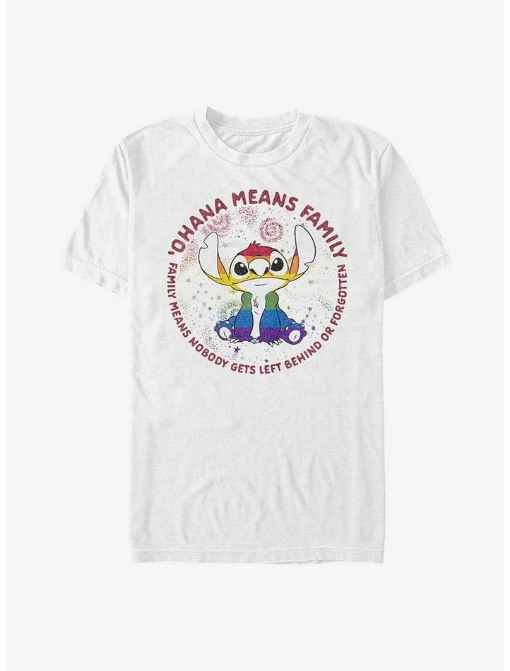 Cheap ๐ Disney Stitch Ohana Means Family Rainbow Pride T-Shirt ๐ - Image 3