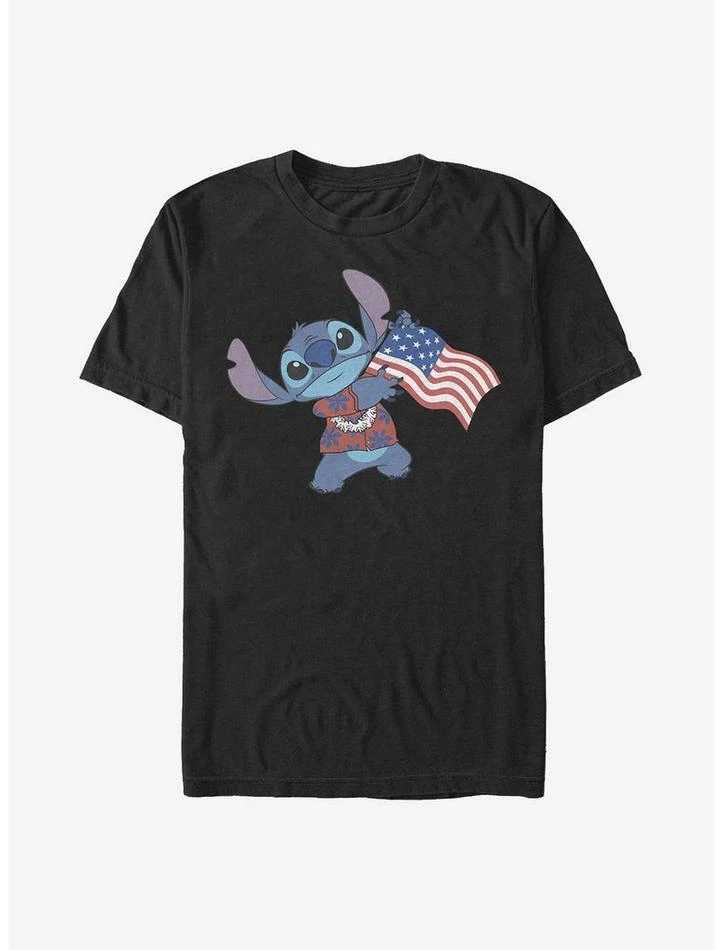 Wholesale 👏 Disney Lilo & Stitch Tropic Stitch Flag T-Shirt 😉 - Image 4
