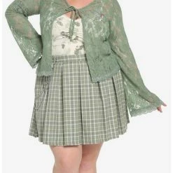 New 😍 Her Universe Tinker Bell Lace Tie-Front 👧 Girls Crop Cardigan Plus Size 👍
