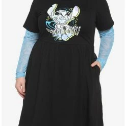 Best deal 👏 Her Universe Disney Lilo & Stitch Trippy Mesh Twofer 👗 Dress Plus Size 🌟