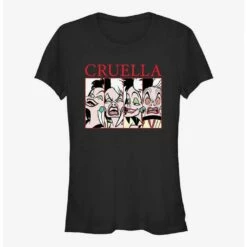 Cheapest 🥰 Disney Cruella Cruel Expressions 👧 Girls T-Shirt ✔️