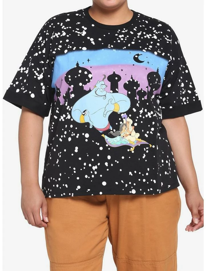 Best Pirce ✨ Her Universe Disney Aladdin Carpet Night Sky Boyfriend Fit 👧 Girls T-Shirt Plus Size 🥰