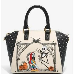 Flash Sale โค๏ธ Loungefly The Nightmare Before ๐ Christmas Jack & Sally Pumpkin Graveyard Satchel Bag ๐