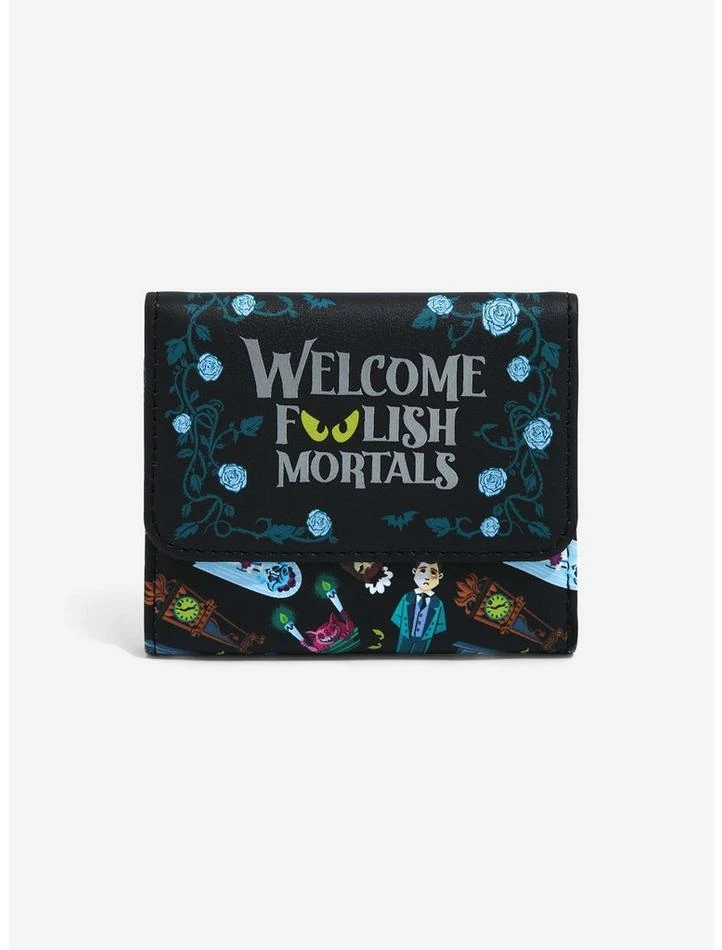 Hot Sale ๐ Loungefly Disney The Haunted Mansion Foolish Mortals Mini Flap Wallet ๐ฅฐ