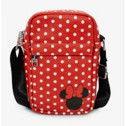 Outlet 👏 Disney Minnie Mouse Polka Dots Vegan Leather Crossbody Bag 🔔