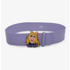 Best Pirce 👏 Disney The Muppets Miss Piggy Glitter Enamel Buckle Vegan Leather Belt 👏
