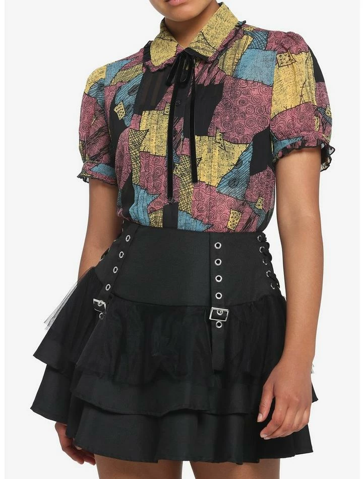 Hot Sale ❤️ The Nightmare Before 🎄 Christmas Sally 👧 Girls Woven Button-Up 😉