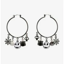 Cheapest 💯 The Nightmare Before 🎄 Christmas Jack Charms Hoop Earrings 🥰